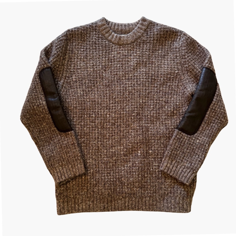 Zara Kids Boys Brown Textured Sweater Elbow Patches Size 9